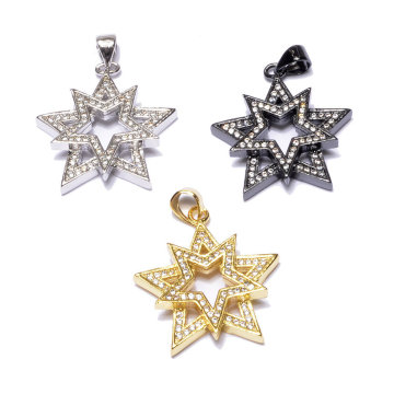 Hot vendendo 2 Cinco-Pointed Star Silver Jóias pingente banhado